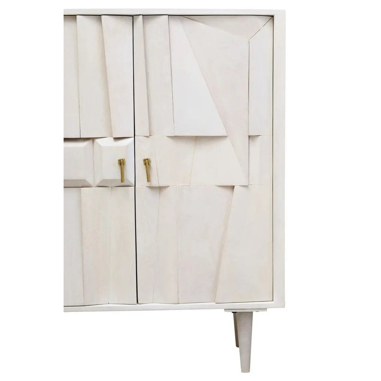 Sitella Two Door Whitewash Mango Wood Abstract Cabinet