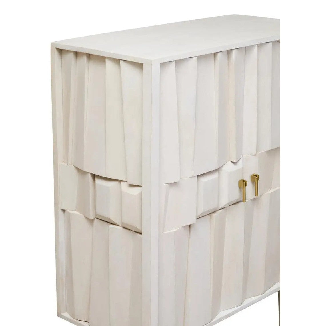 Sitella Two Door Whitewash Mango Wood Abstract Cabinet