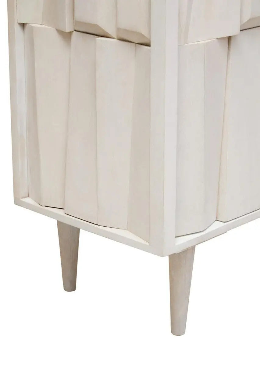Sitella Two Door Whitewash Mango Wood Abstract Cabinet  Nicholas John Interiors