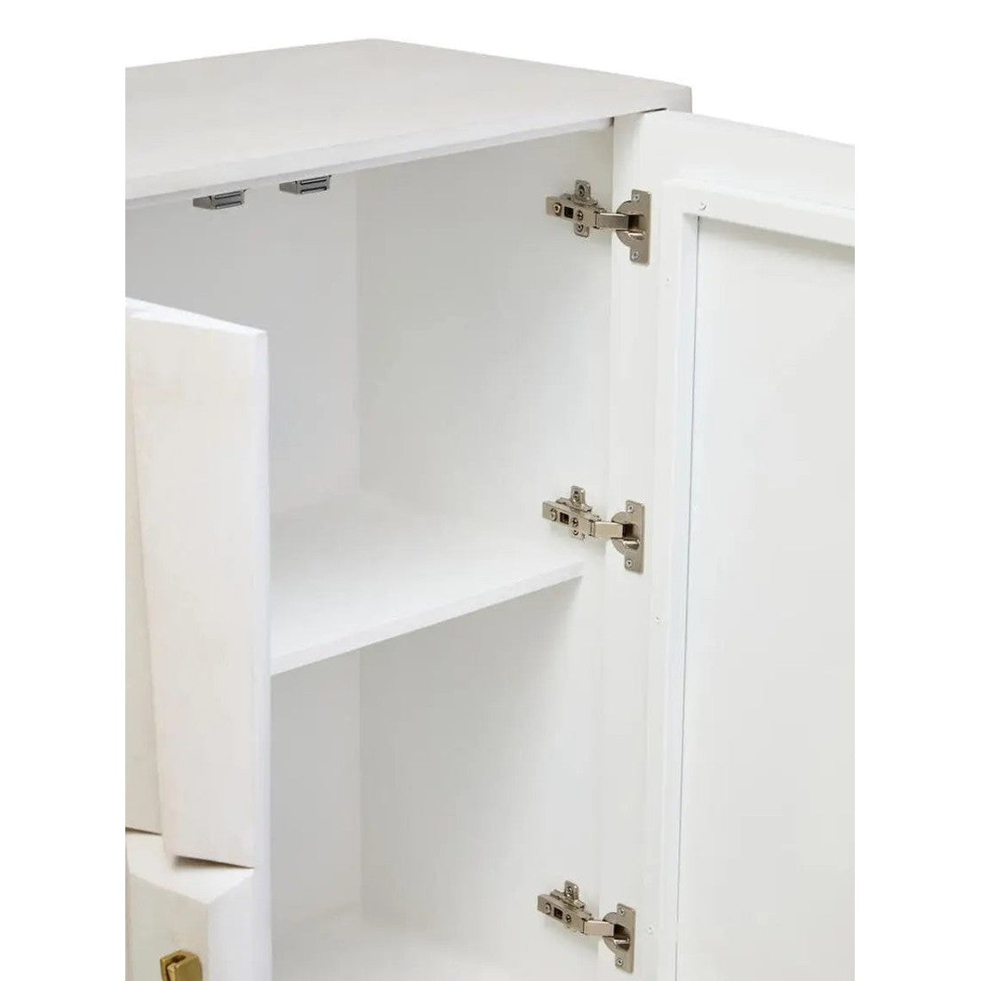 Sitella Two Door Whitewash Mango Wood Abstract Cabinet
