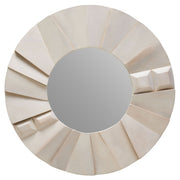 Sitella Whitewash Mango Wood Abstract Tile Round Wall Mirror  Nicholas John Interiors
