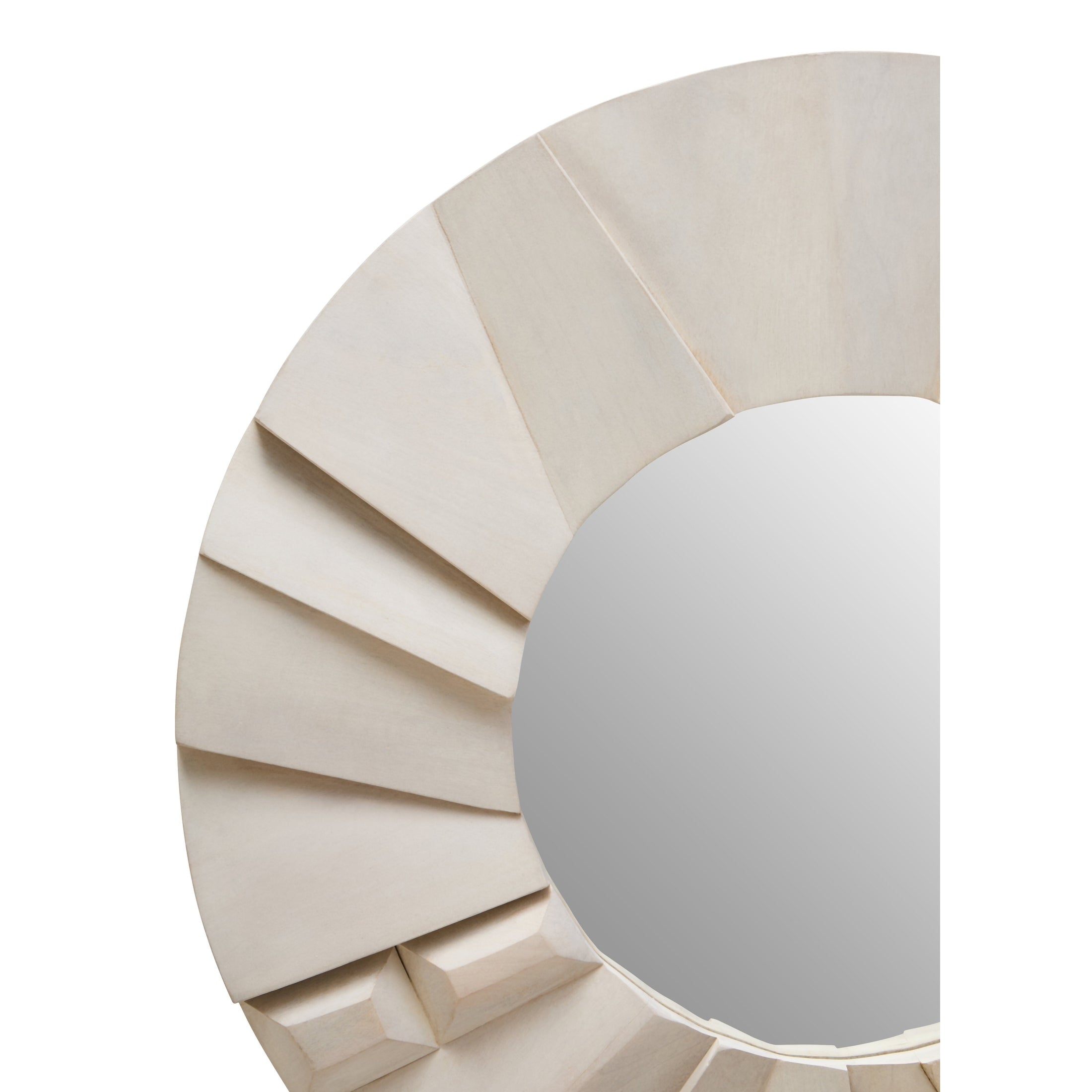 Sitella Whitewash Mango Wood Abstract Tile Round Wall Mirror  Nicholas John Interiors