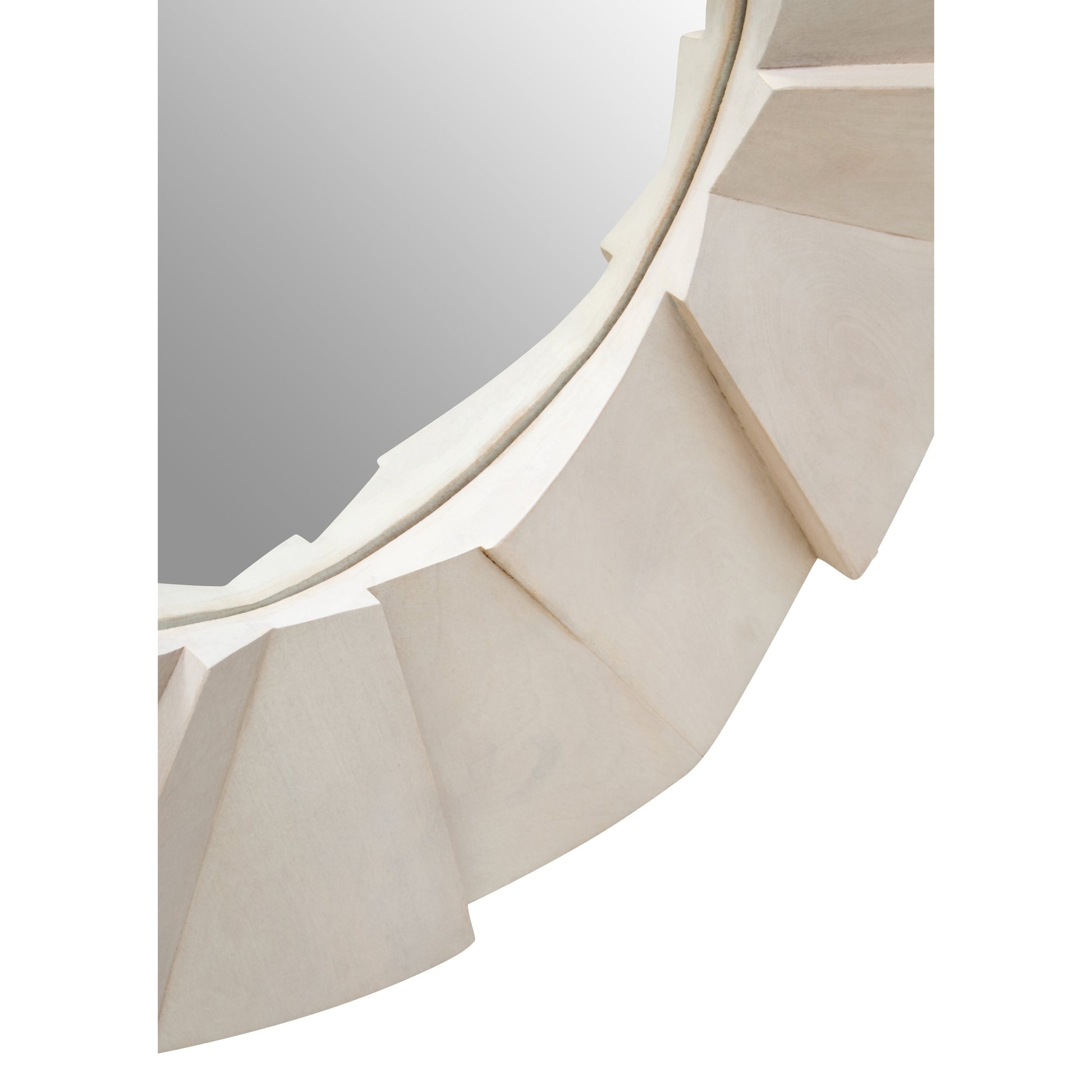 Sitella Whitewash Mango Wood Abstract Tile Round Wall Mirror  Nicholas John Interiors