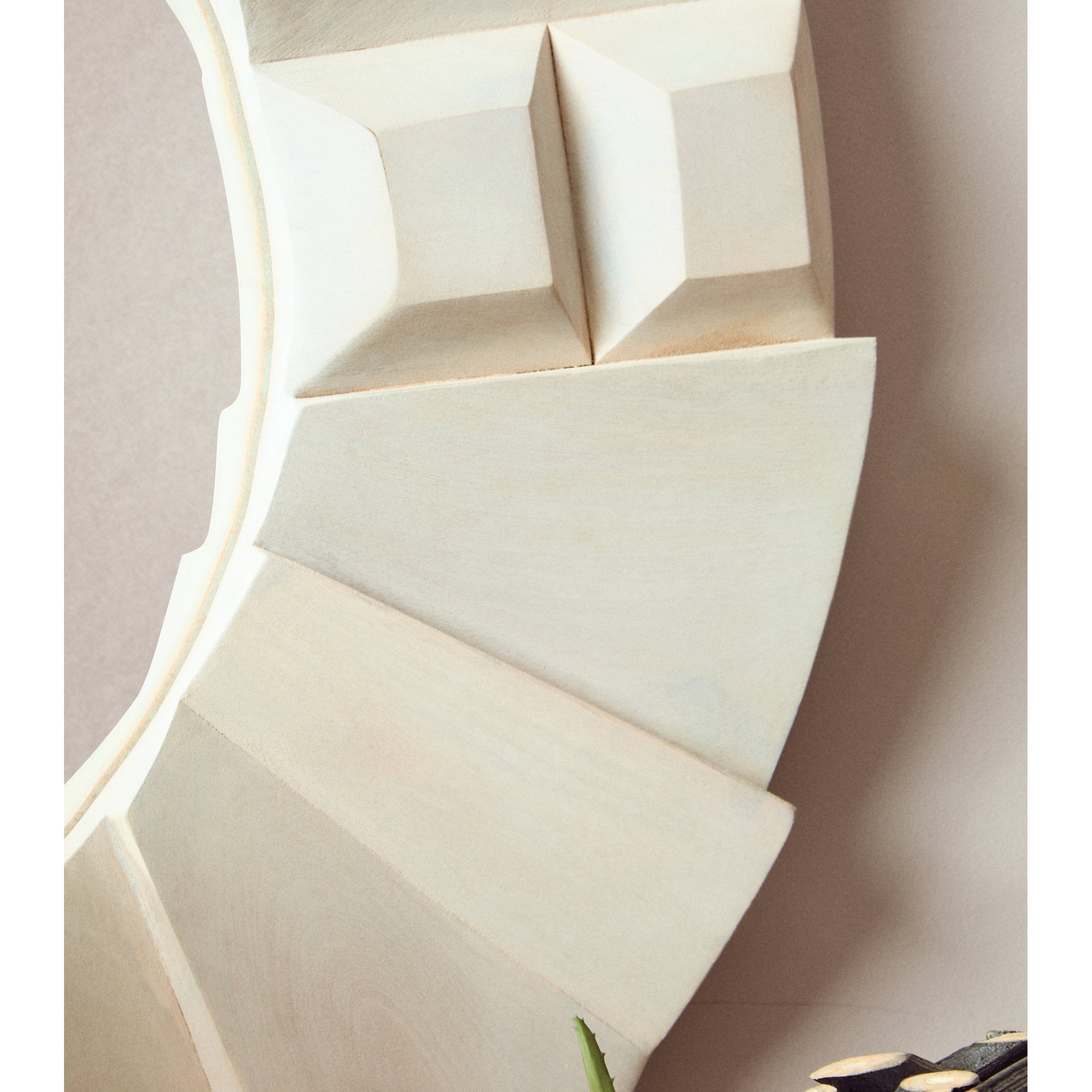 Sitella Whitewash Mango Wood Abstract Tile Round Wall Mirror  Nicholas John Interiors