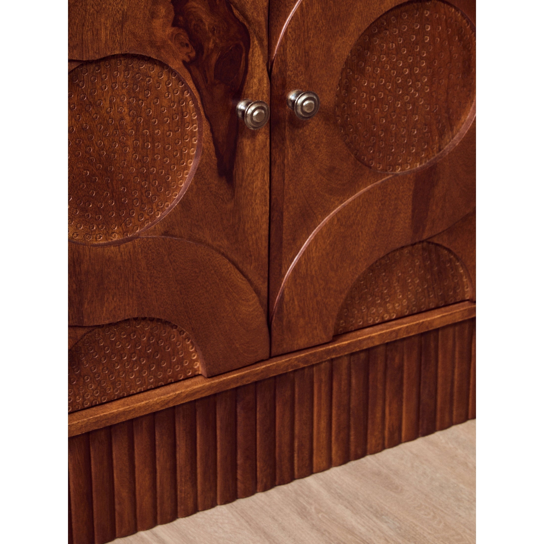 Sivora Four Door Mango Wood Hammered Sideboard  Nicholas John Interiors