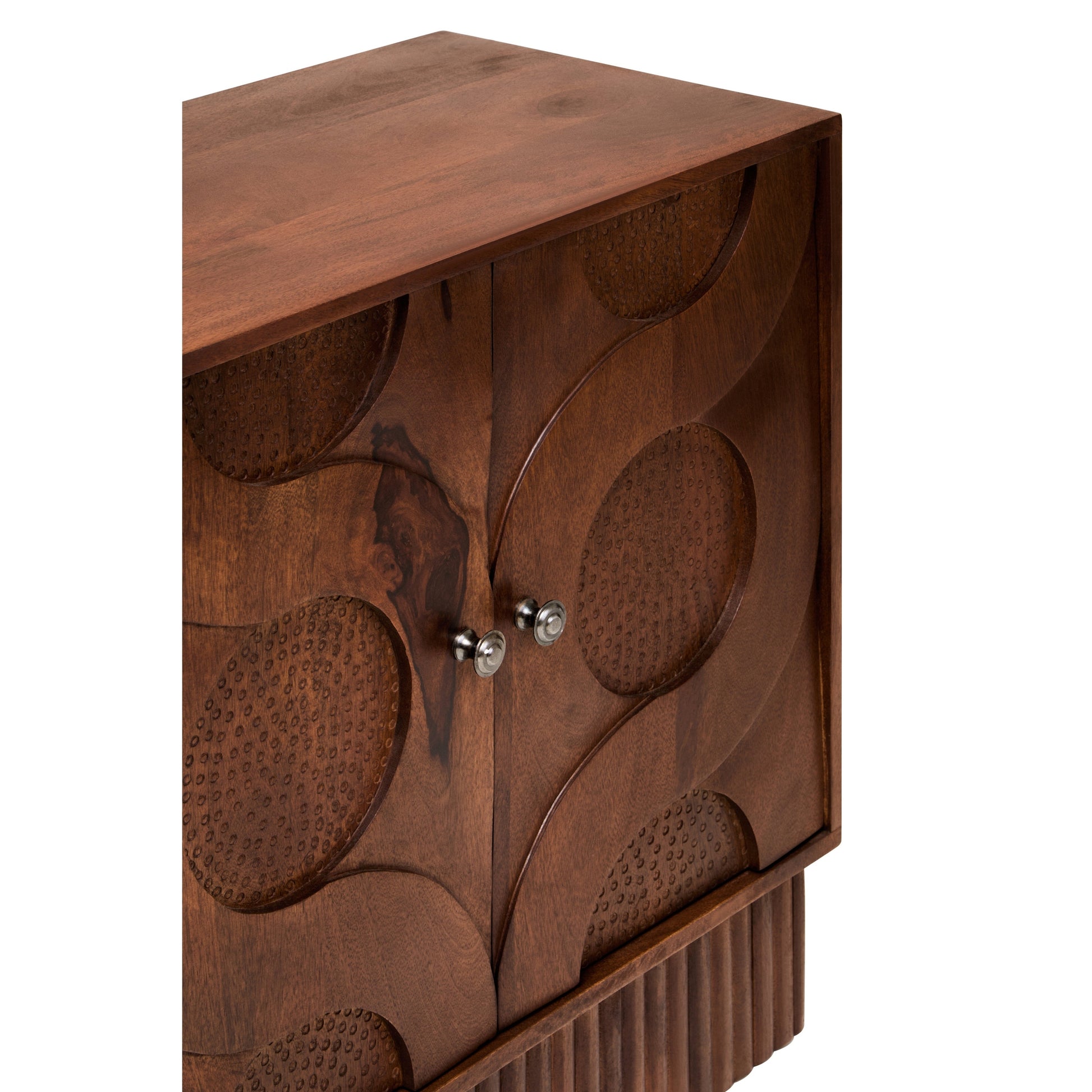Sivora Four Door Mango Wood Hammered Sideboard  Nicholas John Interiors