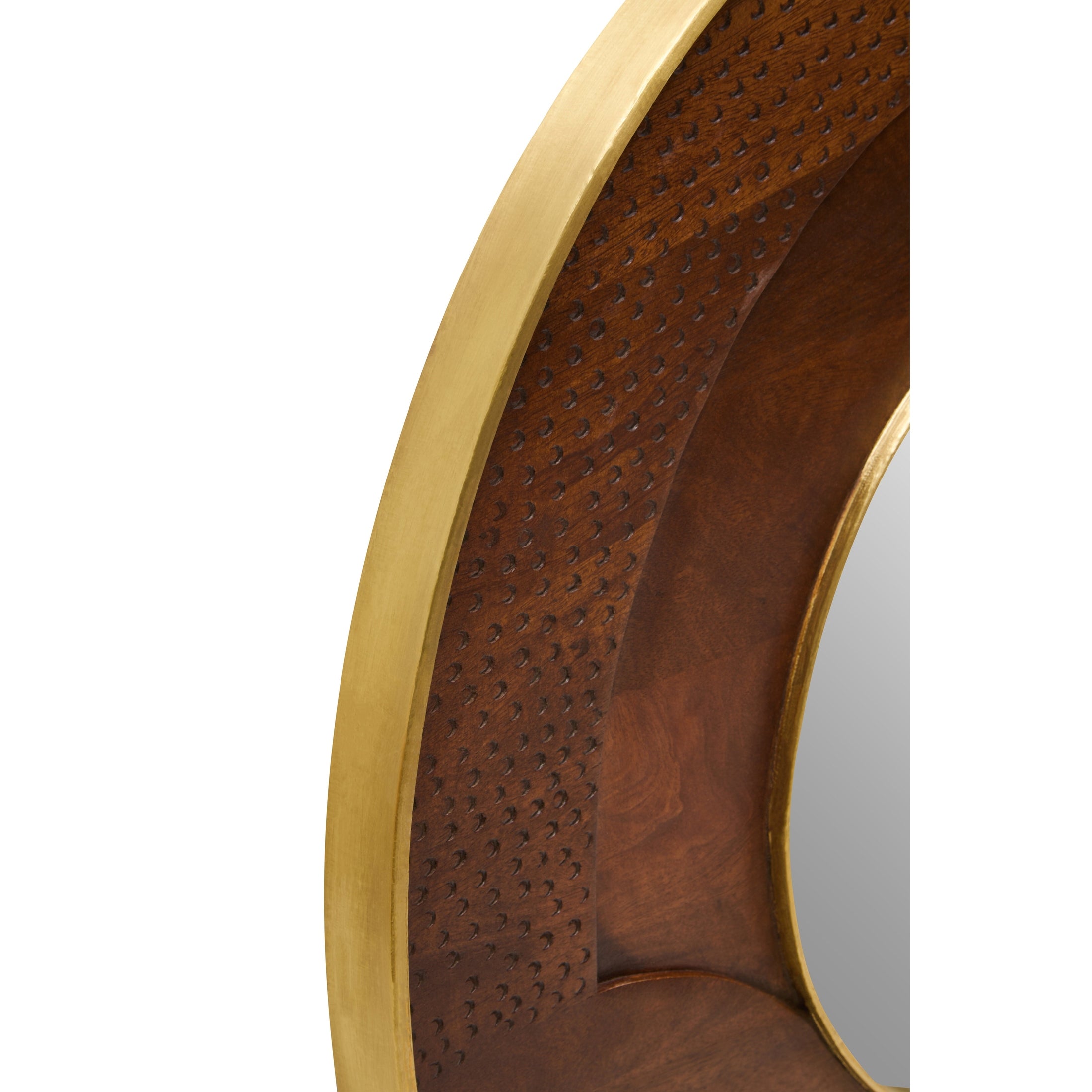 Sivora Round Mango Wood Hammered Wall Mirror  Nicholas John Interiors