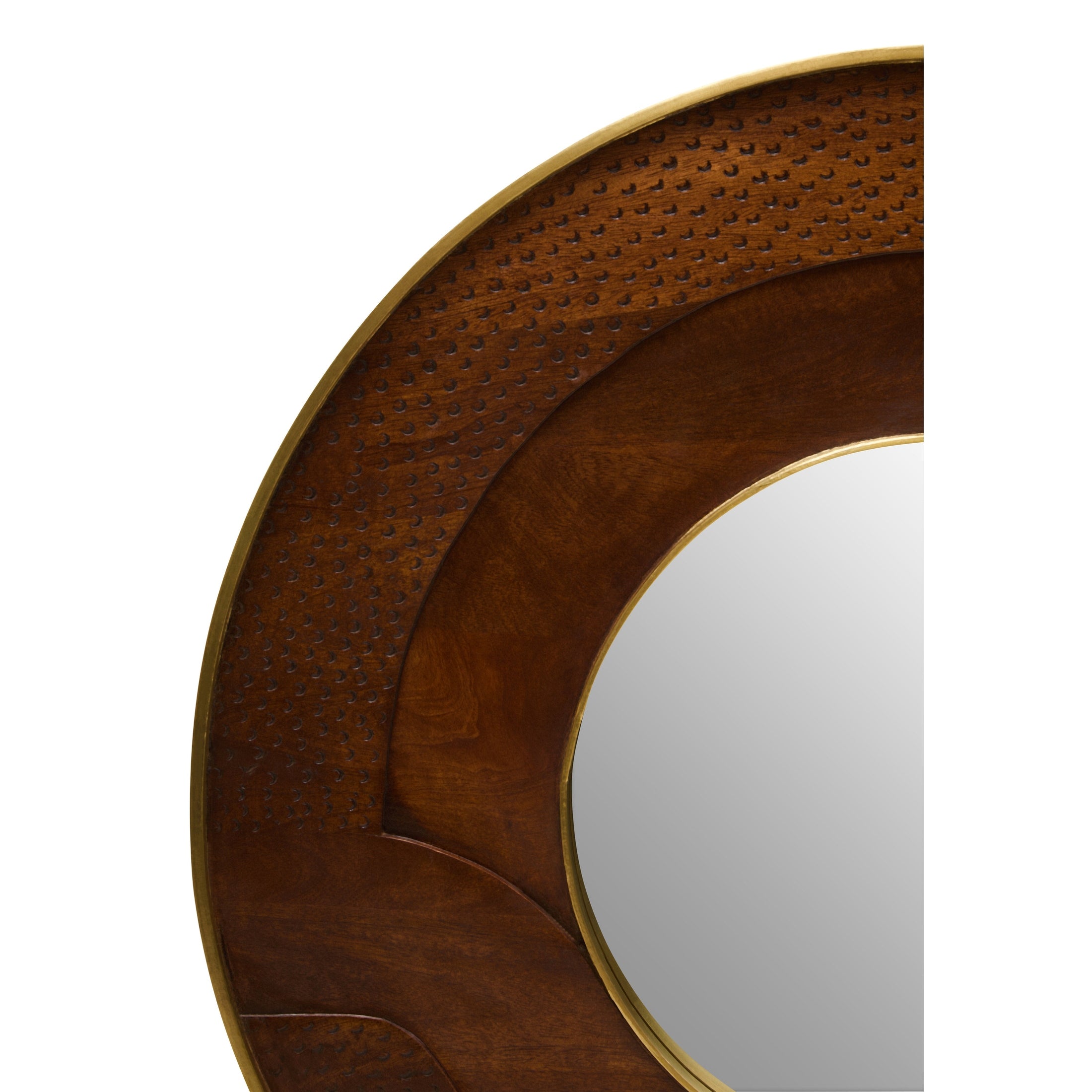 Sivora Round Mango Wood Hammered Wall Mirror  Nicholas John Interiors