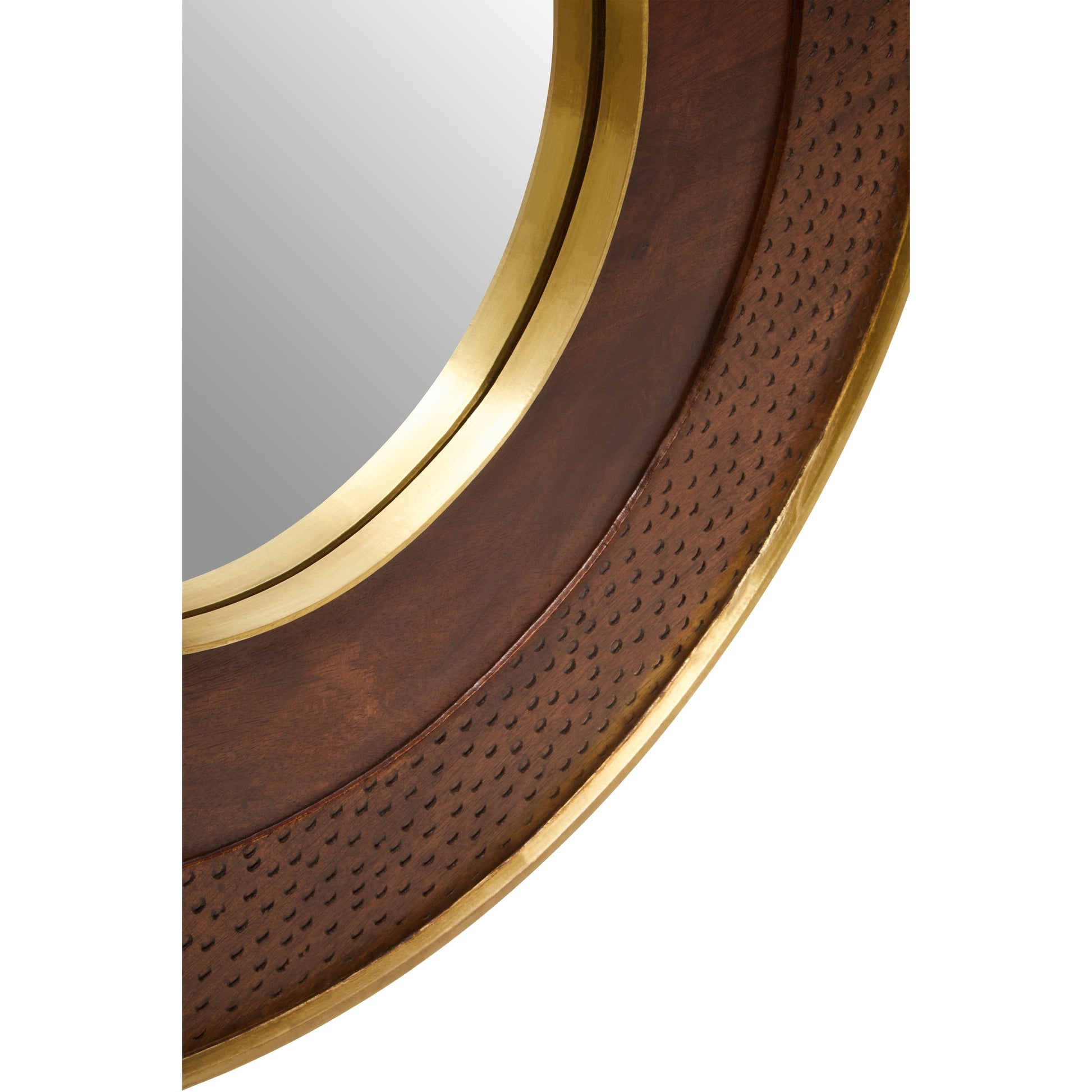 Sivora Round Mango Wood Hammered Wall Mirror  Nicholas John Interiors