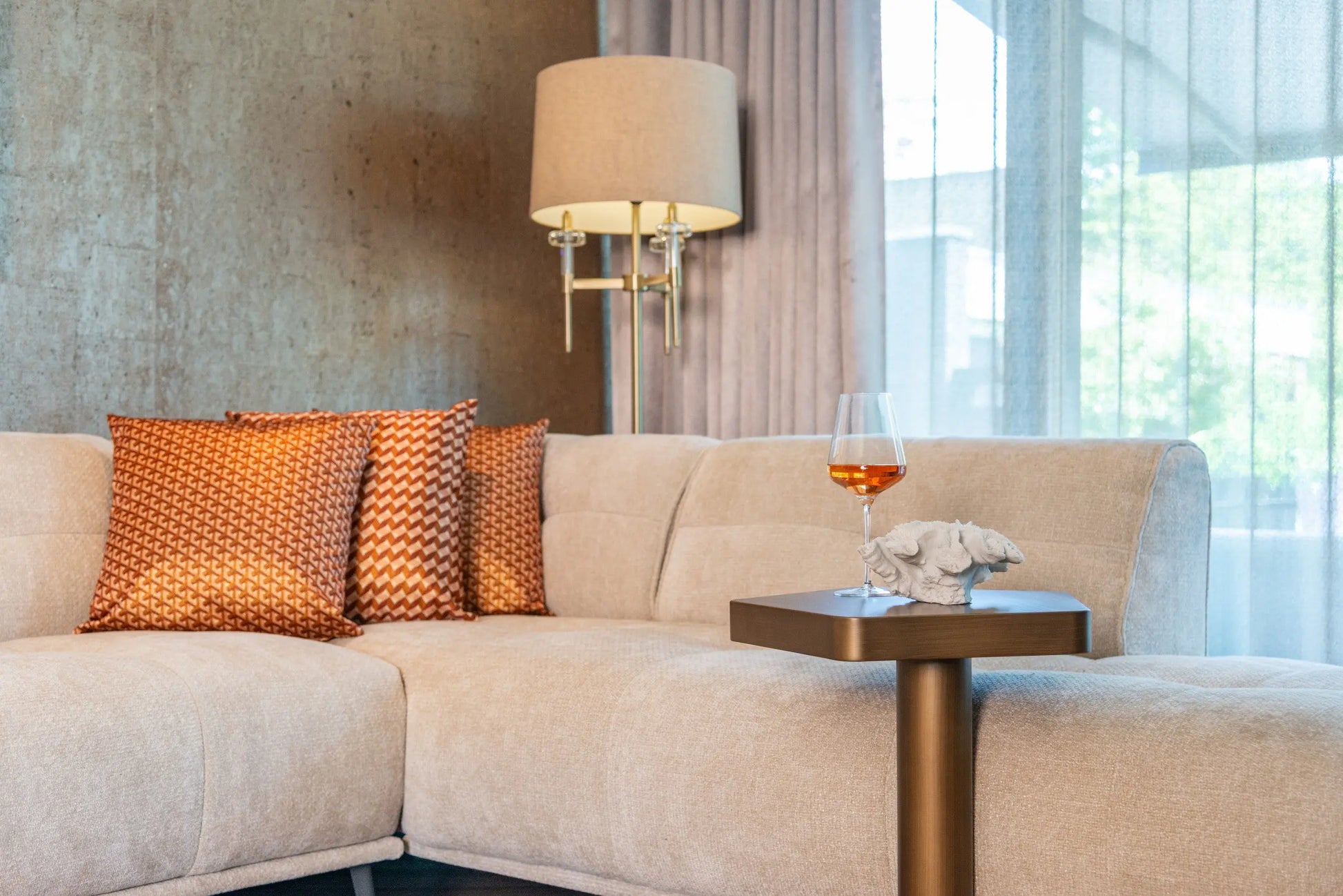 Sofa table Hexa brushed gold   Nicholas John Interiors