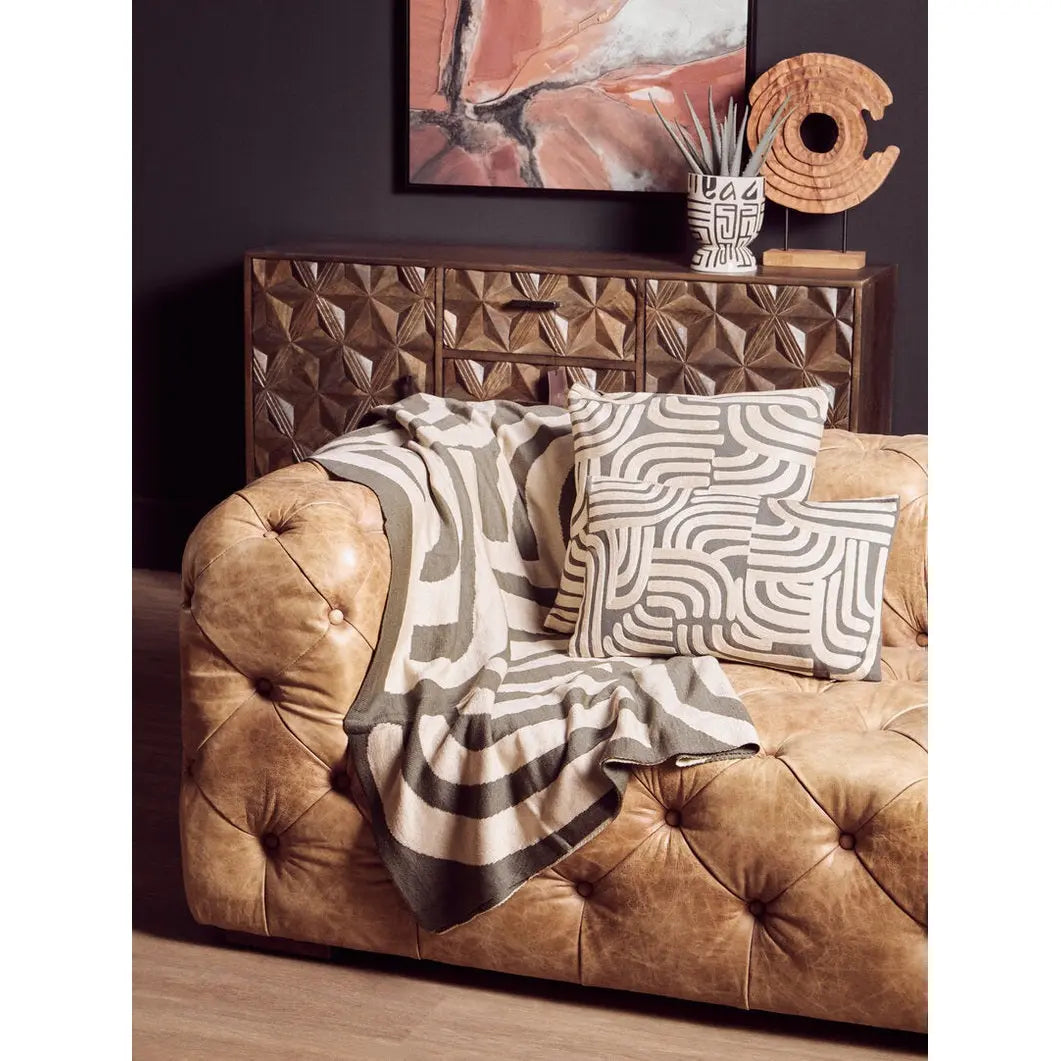 Solana Brown Mango Wood Sideboard with Geometric Floral Pattern   Nicholas John Interiors