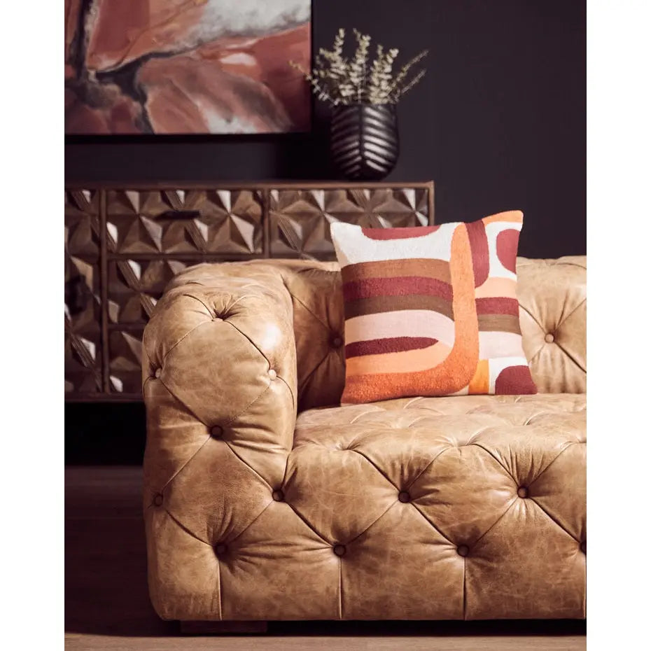 Solana Brown Mango Wood Sideboard with Geometric Floral Pattern   Nicholas John Interiors