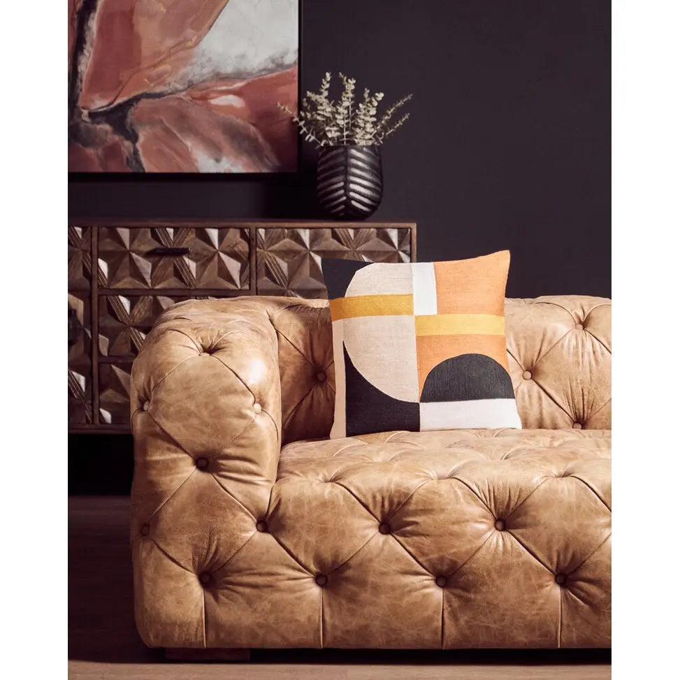 Solana Brown Mango Wood Sideboard with Geometric Floral Pattern   Nicholas John Interiors