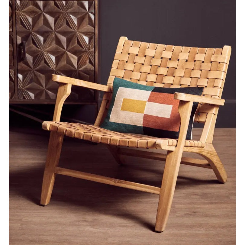 Solana Brown Mango Wood Sideboard with Geometric Floral Pattern   Nicholas John Interiors