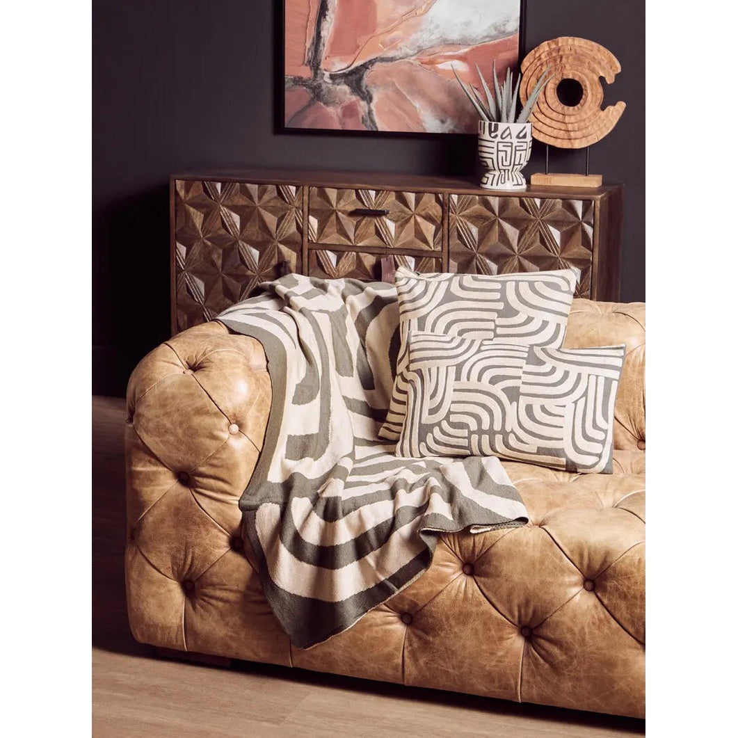 Solana Brown Mango Wood Sideboard with Geometric Floral Pattern   Nicholas John Interiors