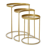 Suven Nest Of Three Antique Brass Finish Side Tables   Nicholas John Interiors