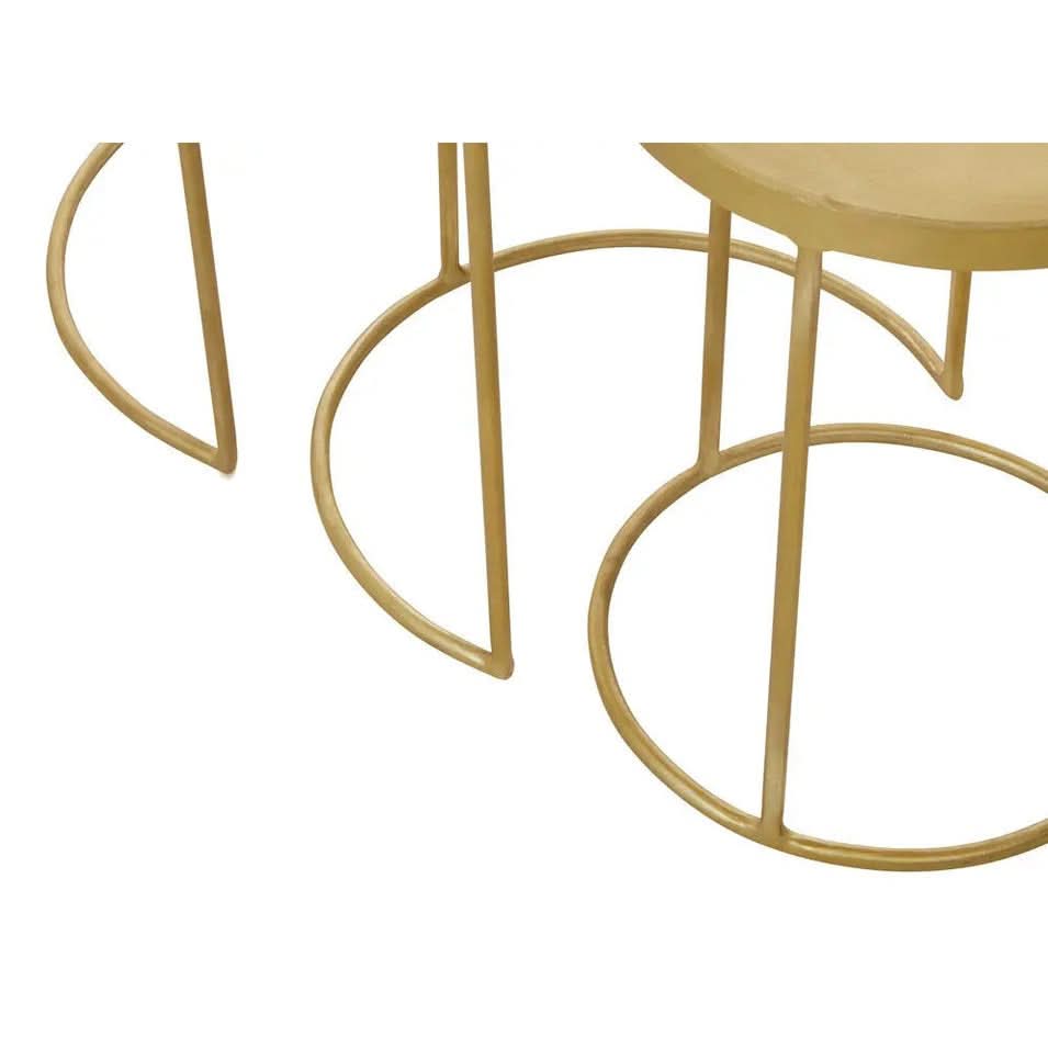 Suven Nest Of Three Antique Brass Finish Side Tables   Nicholas John Interiors