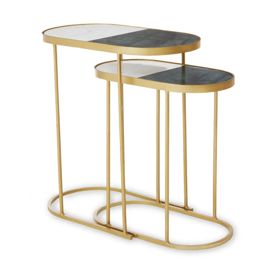 Suven Nest Of Two Marble Top Side Tables   Nicholas John Interiors