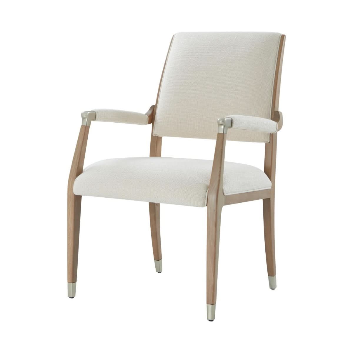 Theodore Alexander Chair Origins Wooden Upholstered Dining Arm in Sesame   Nicholas John Interiors