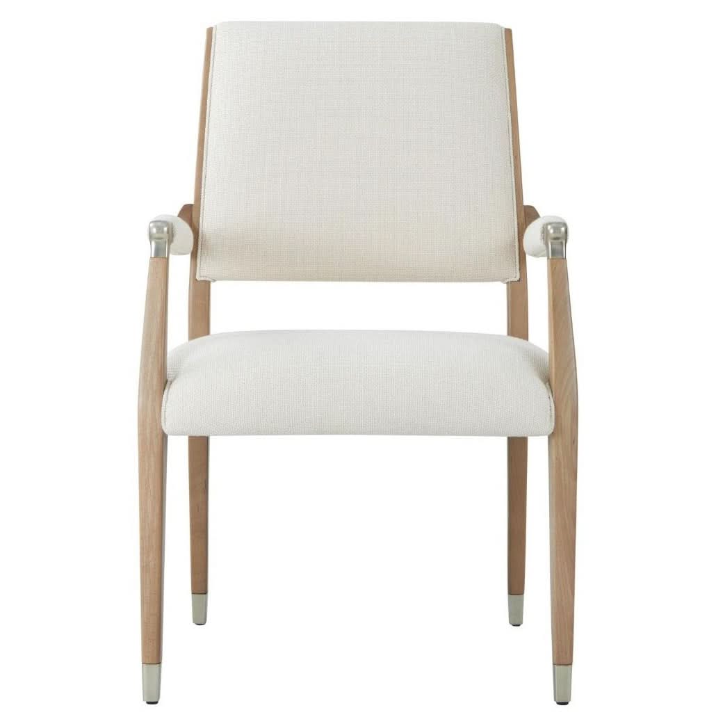 Theodore Alexander Chair Origins Wooden Upholstered Dining Arm in Sesame   Nicholas John Interiors