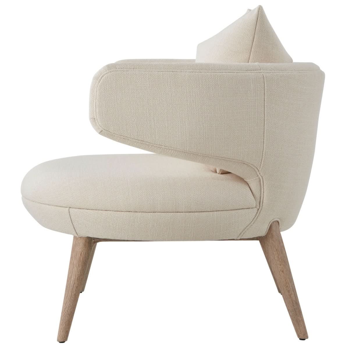 Theodore Alexander Wooden Upholstered Occasional Chair in Bermuda Ivory   Nicholas John Interiors