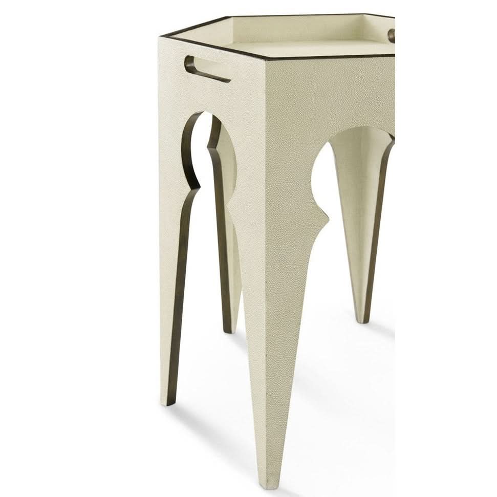 Theodore Alexander Table Radium Hexagonal Accent in Overcast   Nicholas John Interiors
