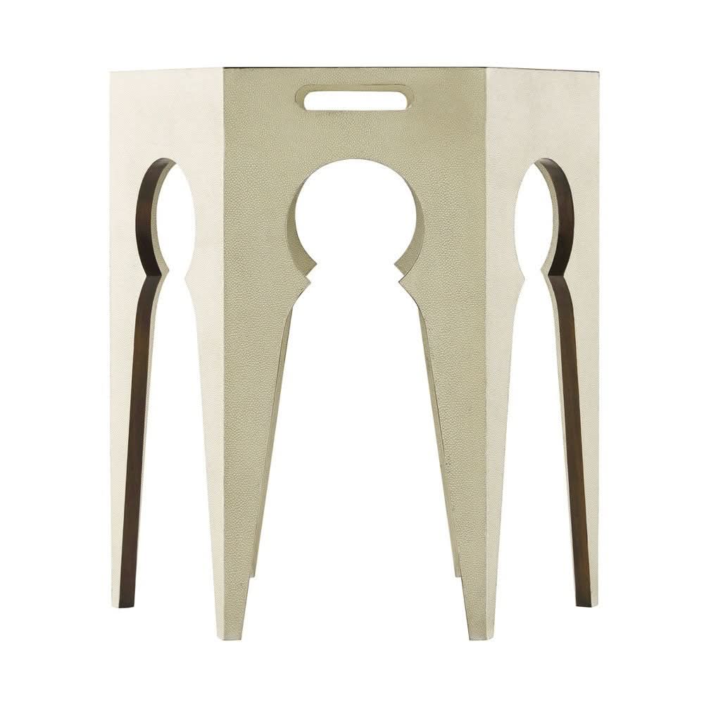 Theodore Alexander Table Radium Hexagonal Accent in Overcast   Nicholas John Interiors