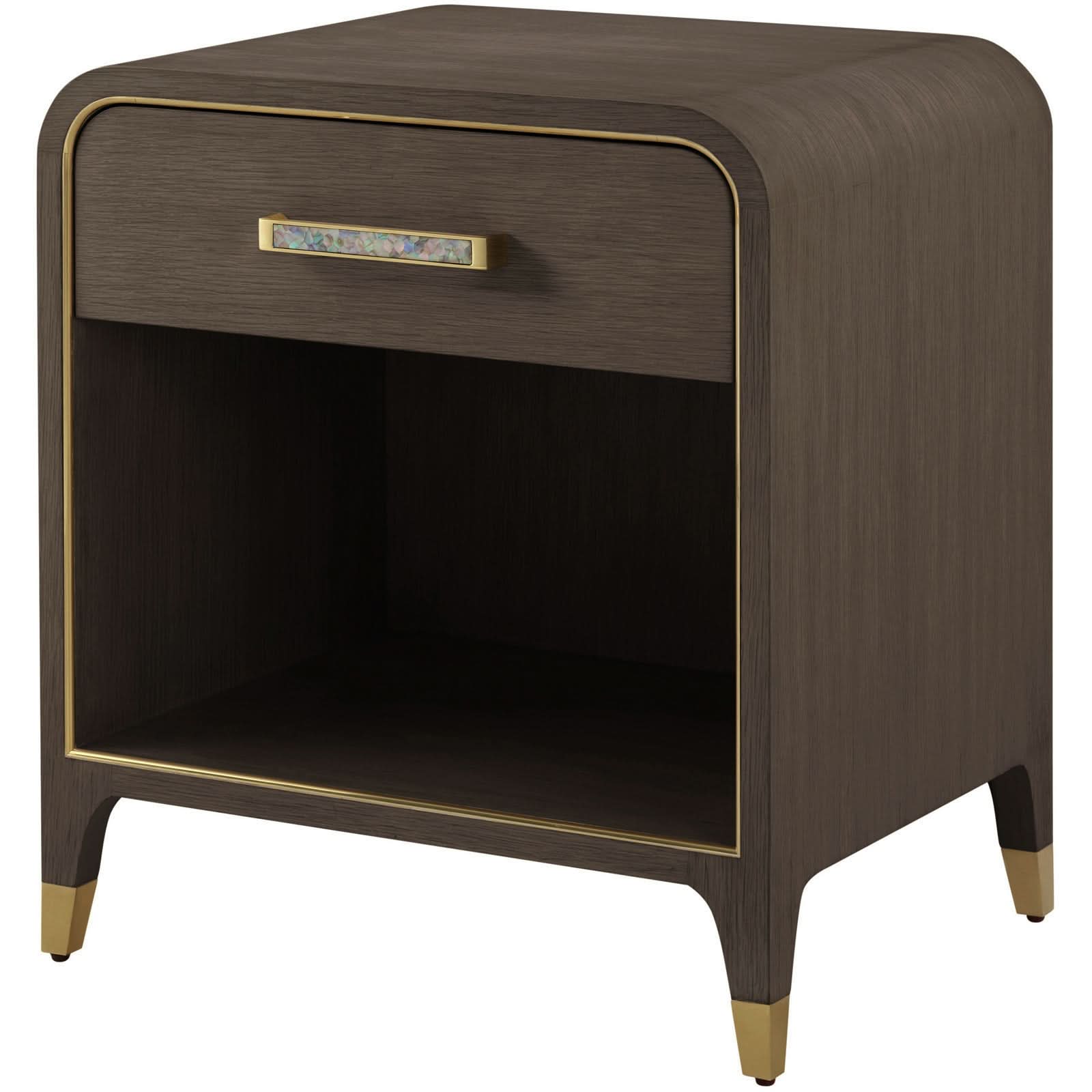 Theodore Alexander Table Judith Leiber 1-Drawer Bedside in Dark   Nicholas John Interiors
