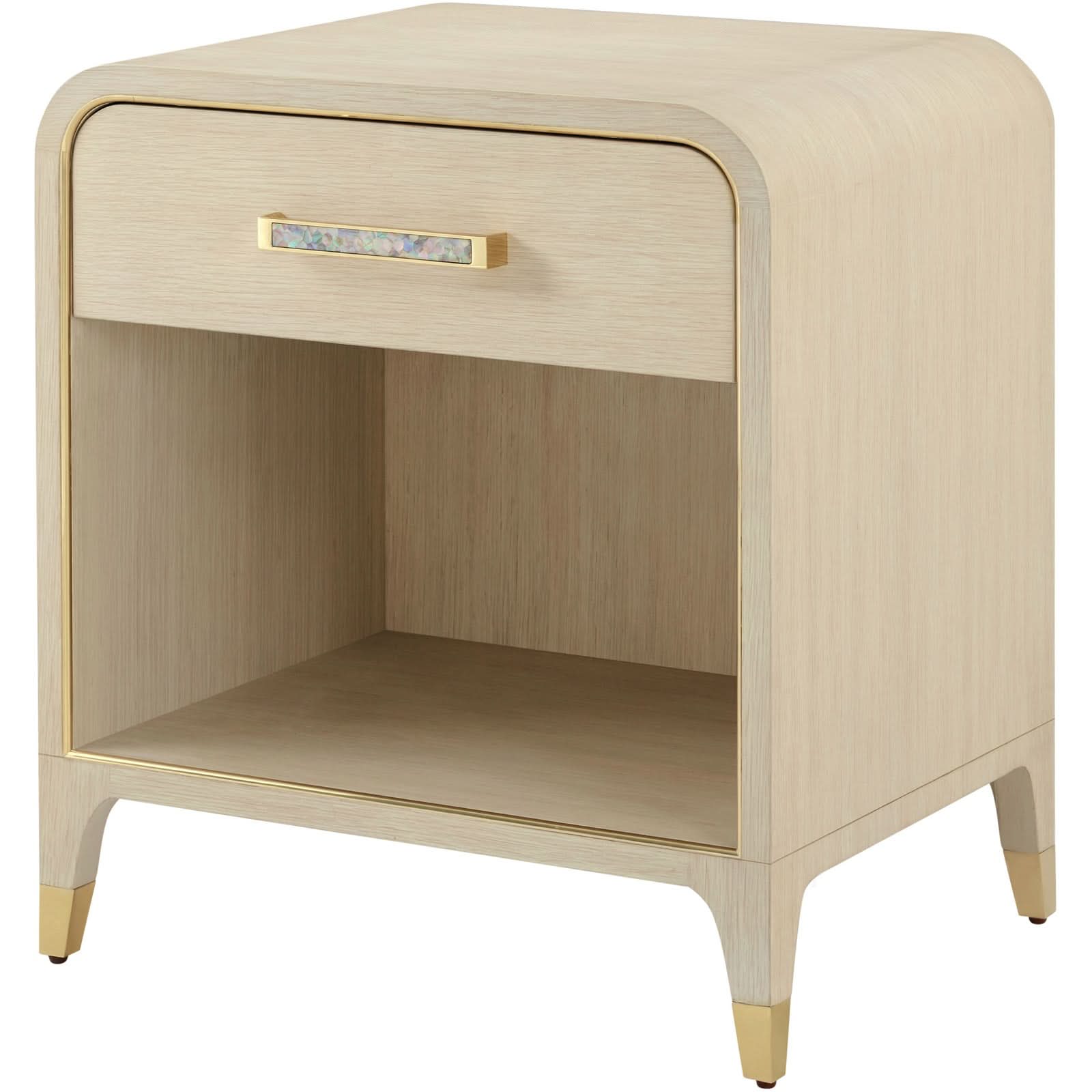 Theodore Alexander Table Judith Leiber 1-Drawer Bedside in Light   Nicholas John Interiors