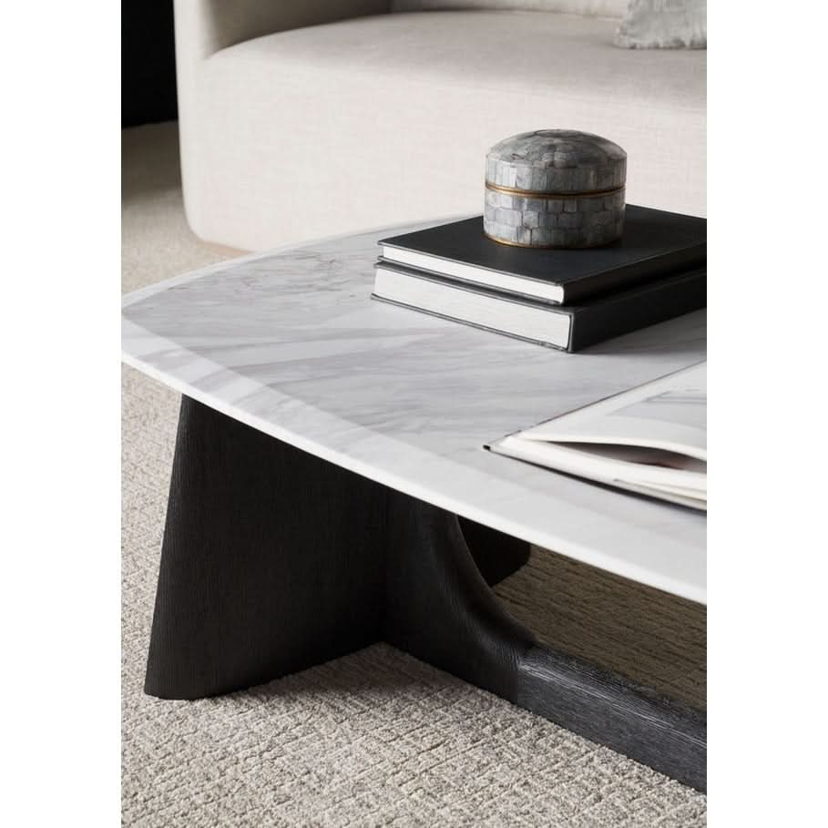 Theodore Alexander Repose Wooden Coffee Table Marble Top   Nicholas John Interiors
