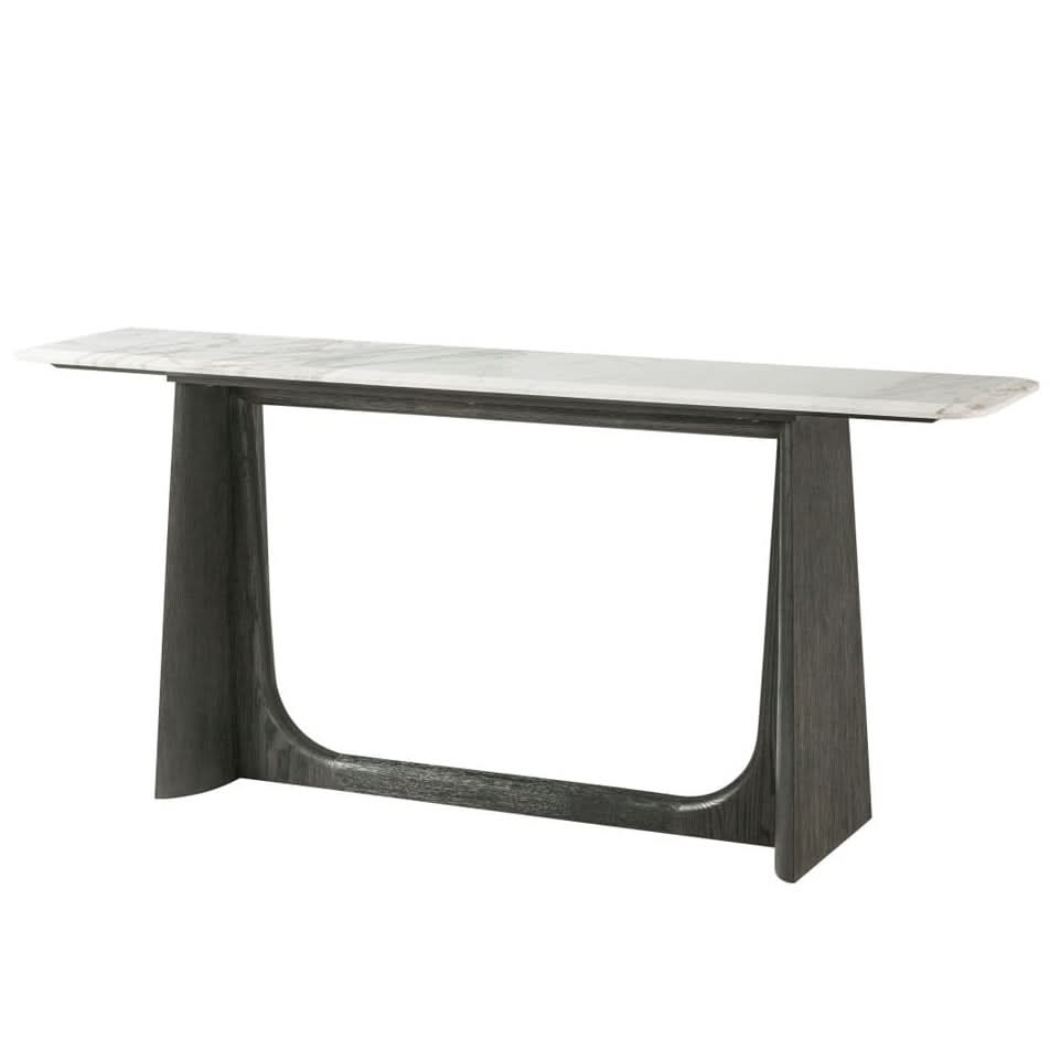 Theodore Alexander Repose Wooden Console Table Marble Top   Nicholas John Interiors