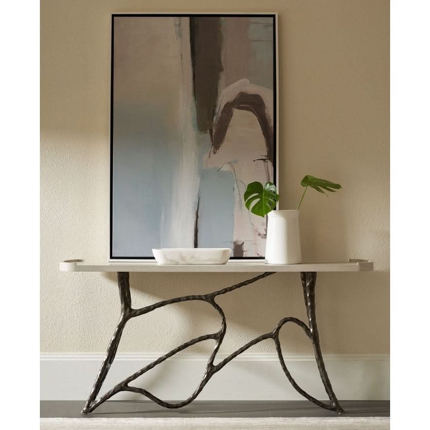 Theodore Alexander Table Essence Console in White Oak   Nicholas John Interiors
