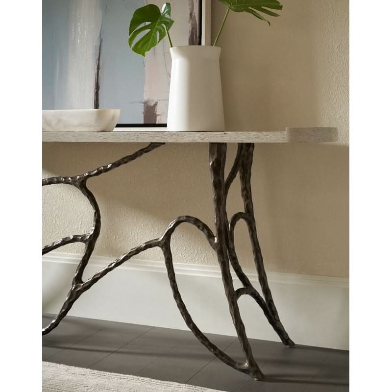 Theodore Alexander Table Essence Console in White Oak   Nicholas John Interiors