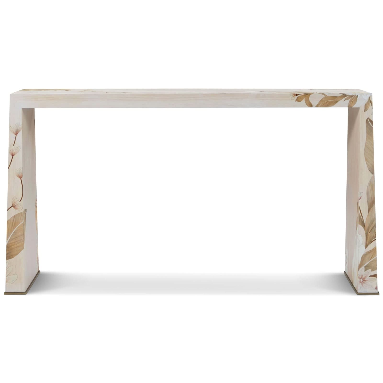 Theodore Alexander Table Bouquet Console in Buttercream   Nicholas John Interiors