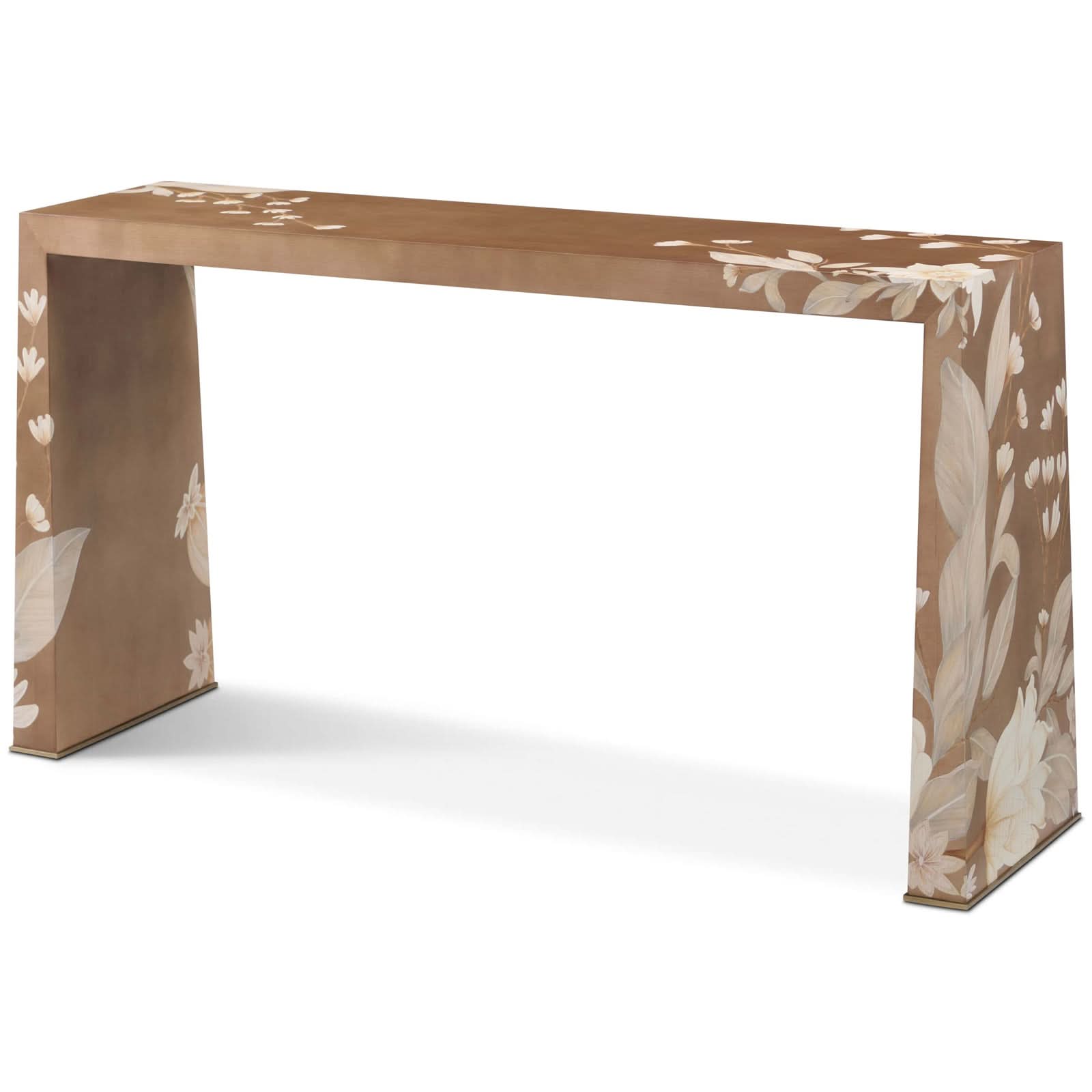 Theodore Alexander Table Bouquet Console in Toasted Cashew   Nicholas John Interiors
