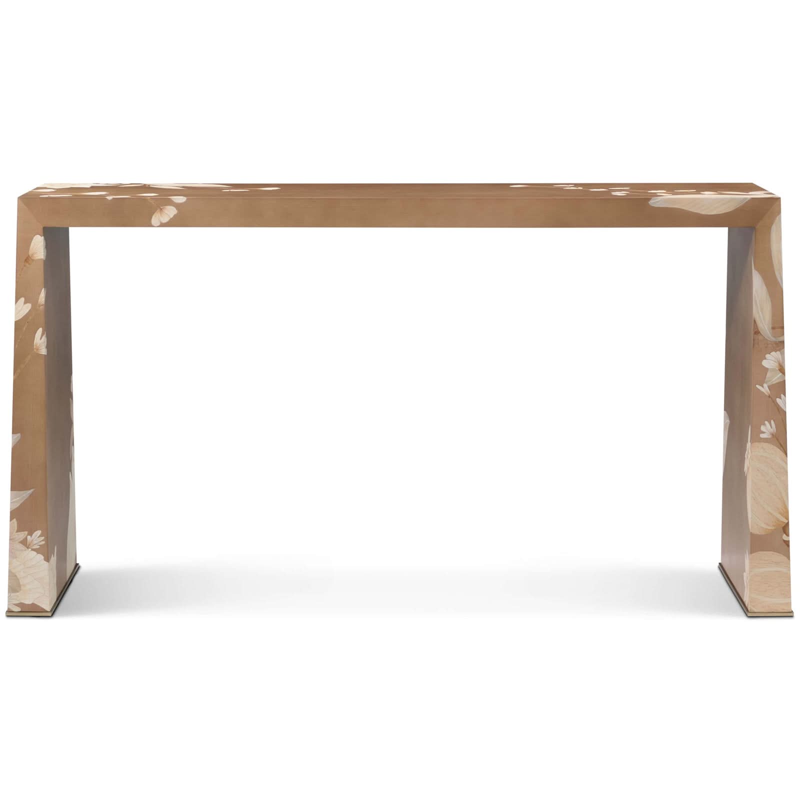 Theodore Alexander Table Bouquet Console in Toasted Cashew   Nicholas John Interiors