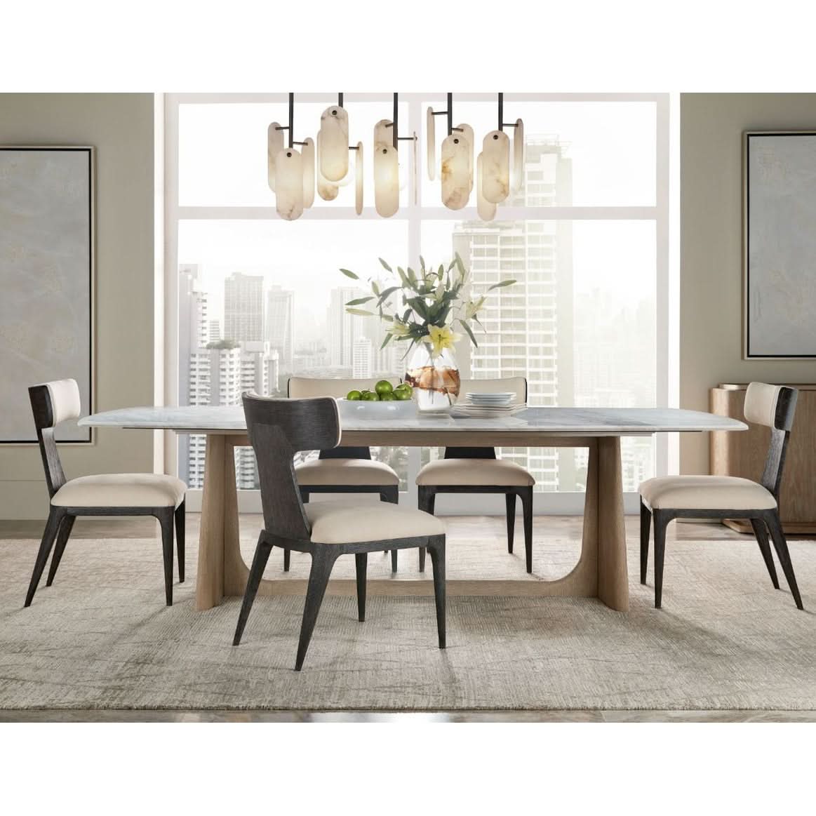 Theodore Alexander Wooden Dining Table Marble Top Large   Nicholas John Interiors