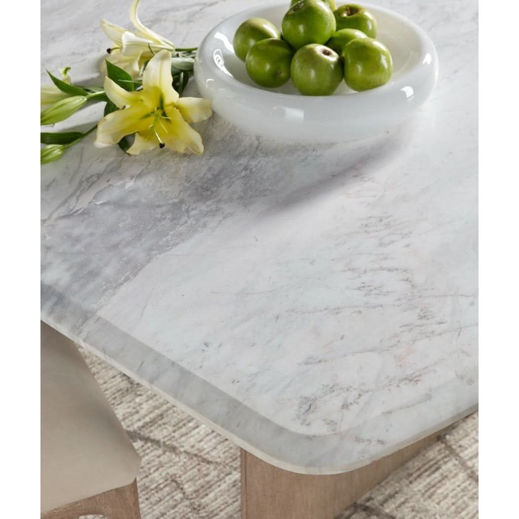 Theodore Alexander Wooden Dining Table Marble Top Large   Nicholas John Interiors