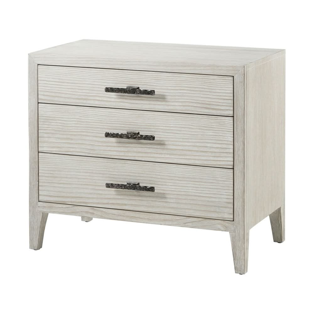 Theodore Alexander Breeze Three Drawer Bedside Table   Nicholas John Interiors