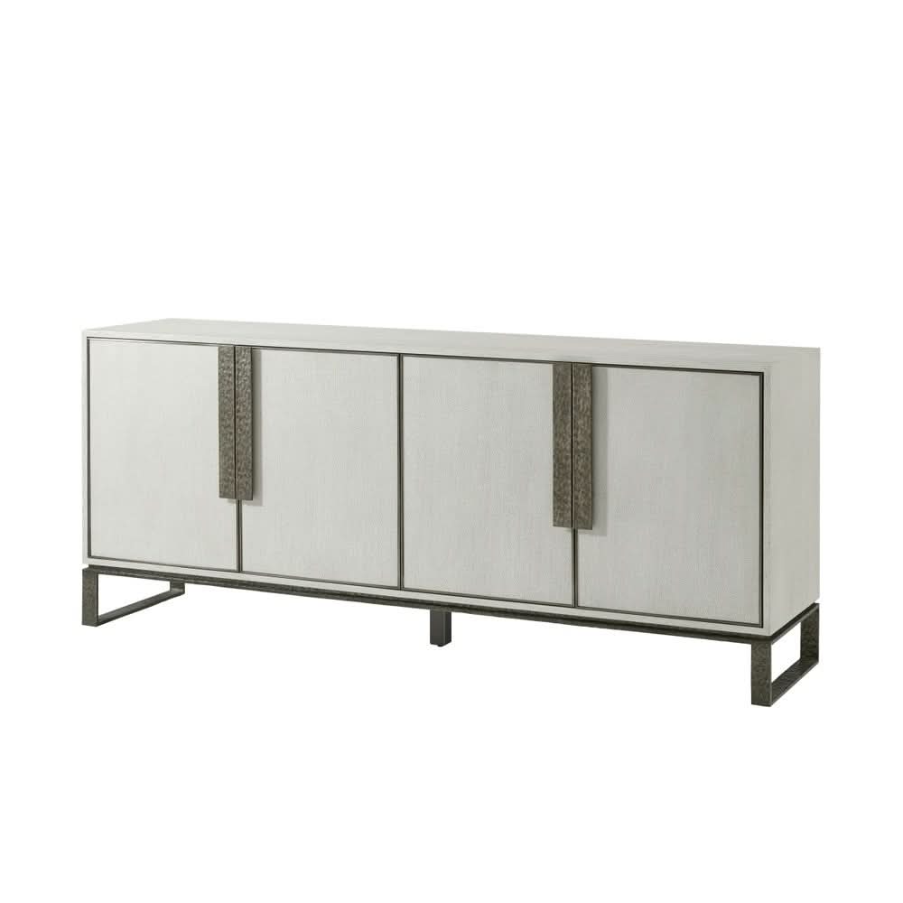 Theodore Alexander Cabinet Essence Media in Smooth Grey   Nicholas John Interiors