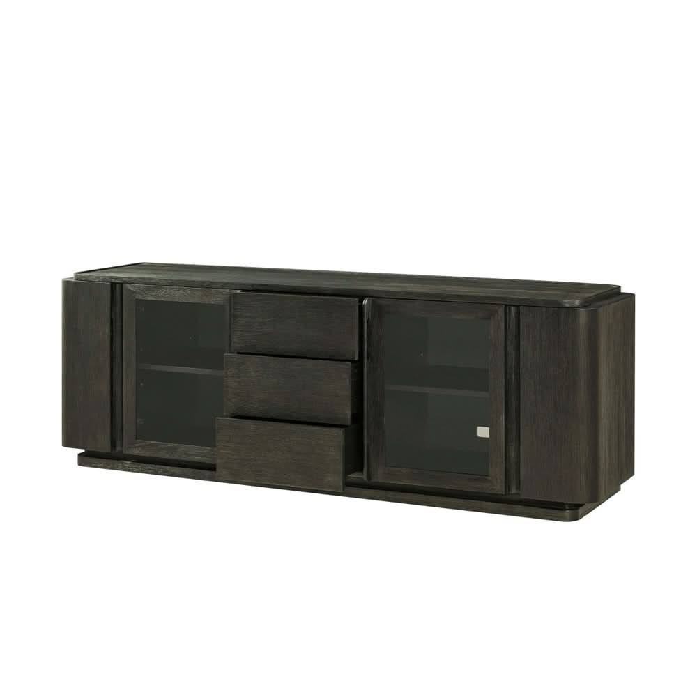Theodore Alexander Repose Glass Door Media Console   Nicholas John Interiors