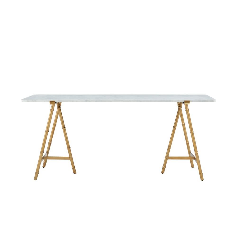 Theodore Alexander Kesden Bianco Marble Top Desk   Nicholas John Interiors
