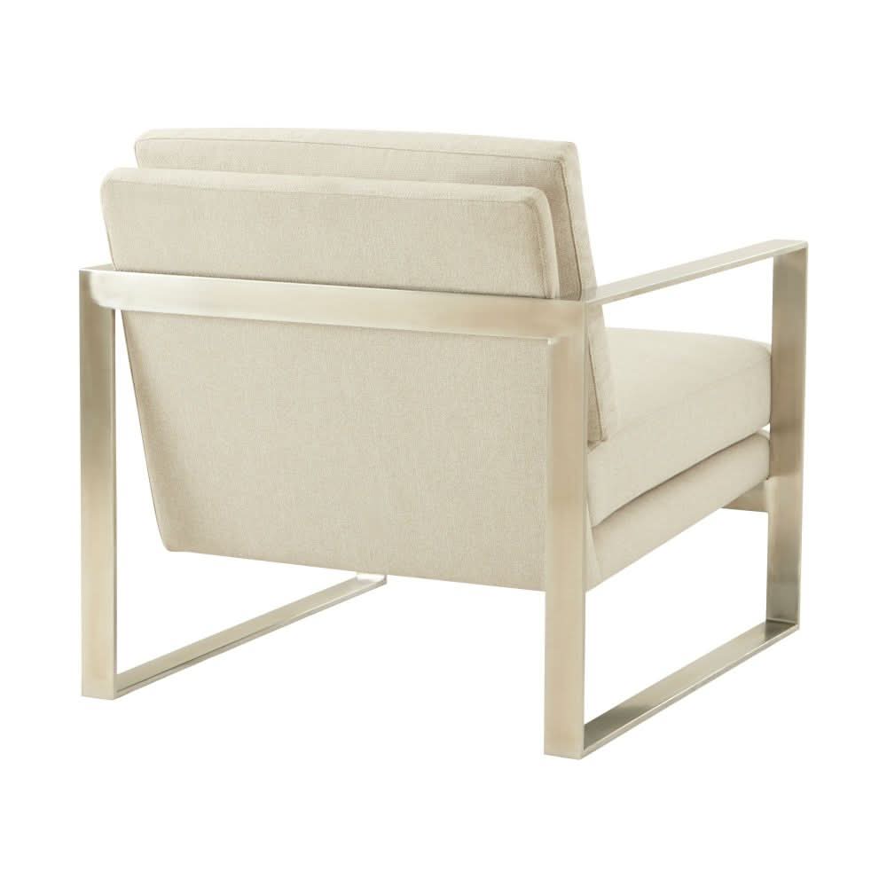 Theodore Alexander Chair Bower Club in Kendal Linen with Stainless Steel Leg   Nicholas John Interiors