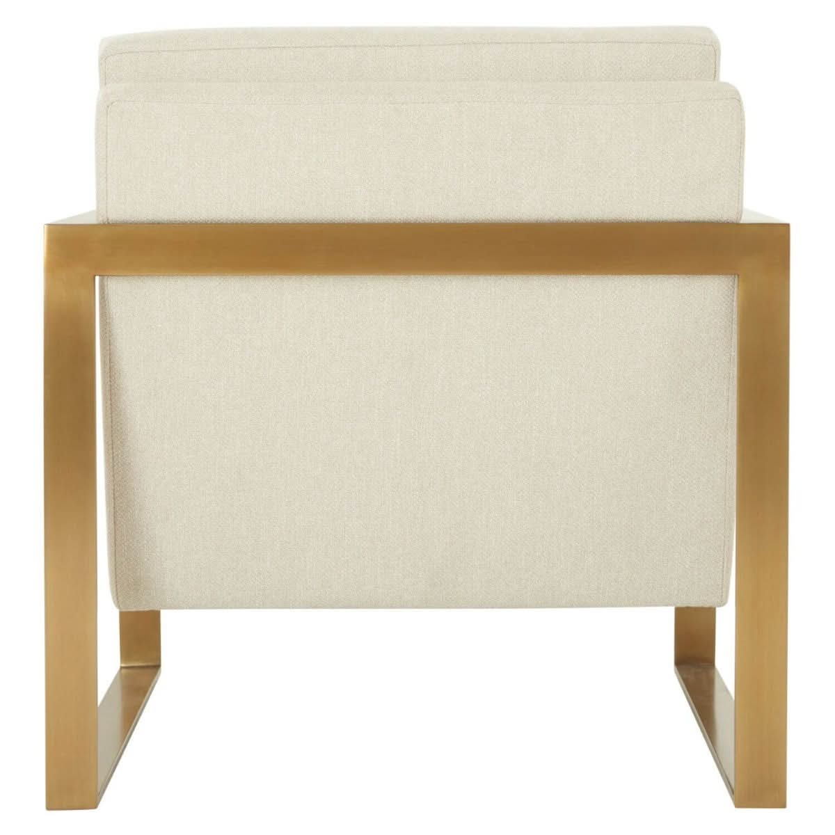 Theodore Alexander Chair Bower Club in Kendal Linen with Brushed Brass Finish Legs   Nicholas John Interiors