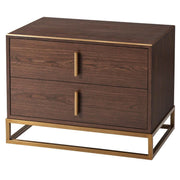 Theodore Alexander Blain Bedside Table in Macadamia & Brass   Nicholas John Interiors