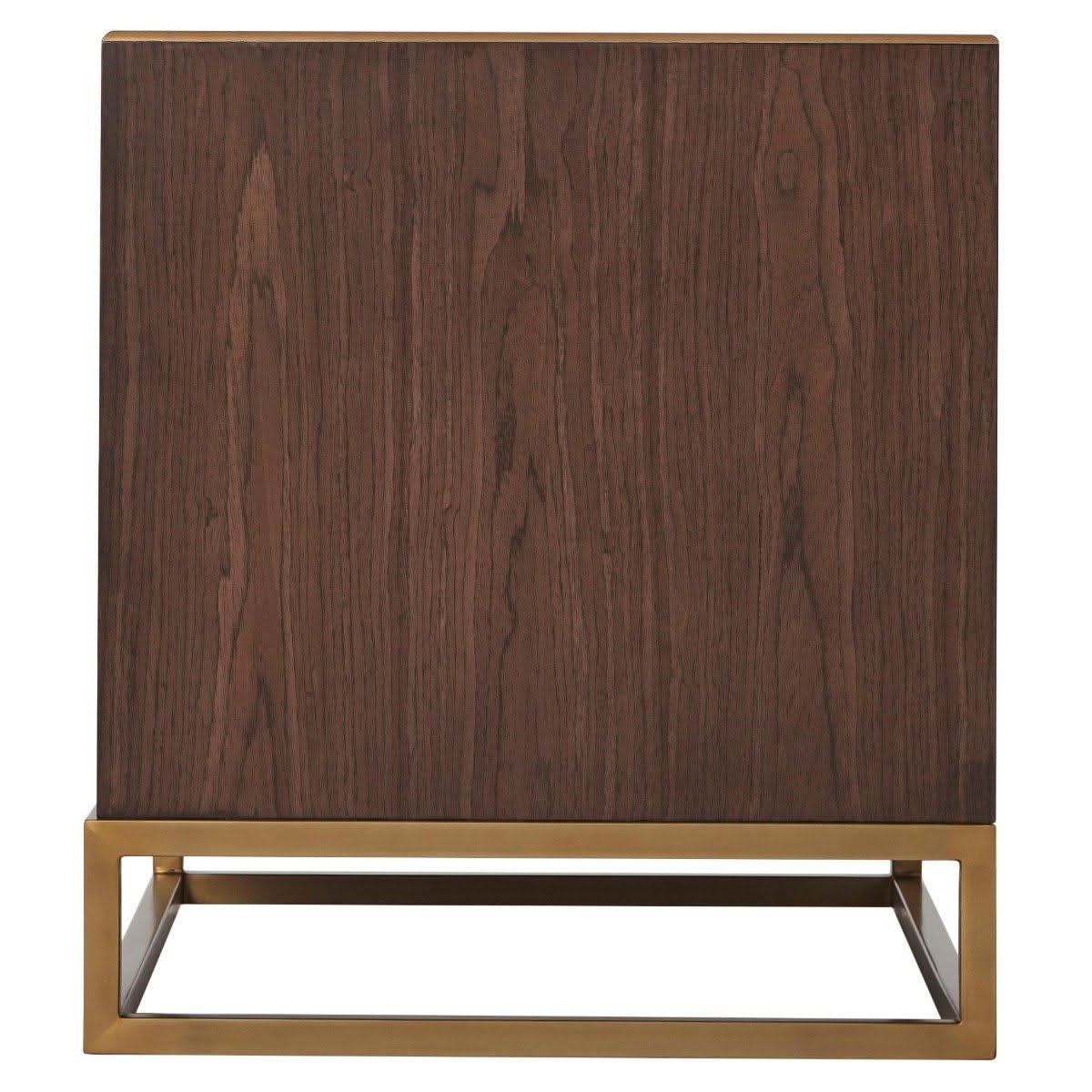 Theodore Alexander Blain Bedside Table in Macadamia & Brass   Nicholas John Interiors