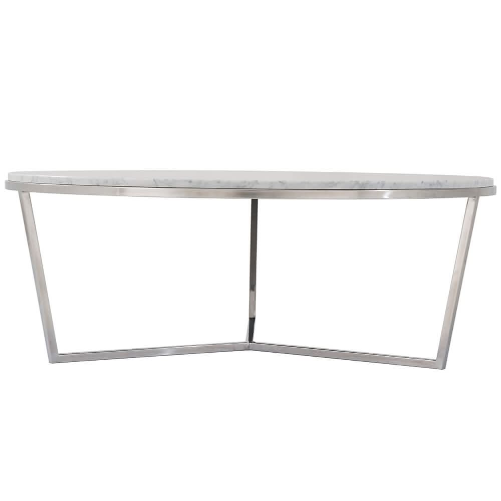 Theodore Alexander Fisher Large Round Coffee Table in Marble & Nickel   Nicholas John Interiors