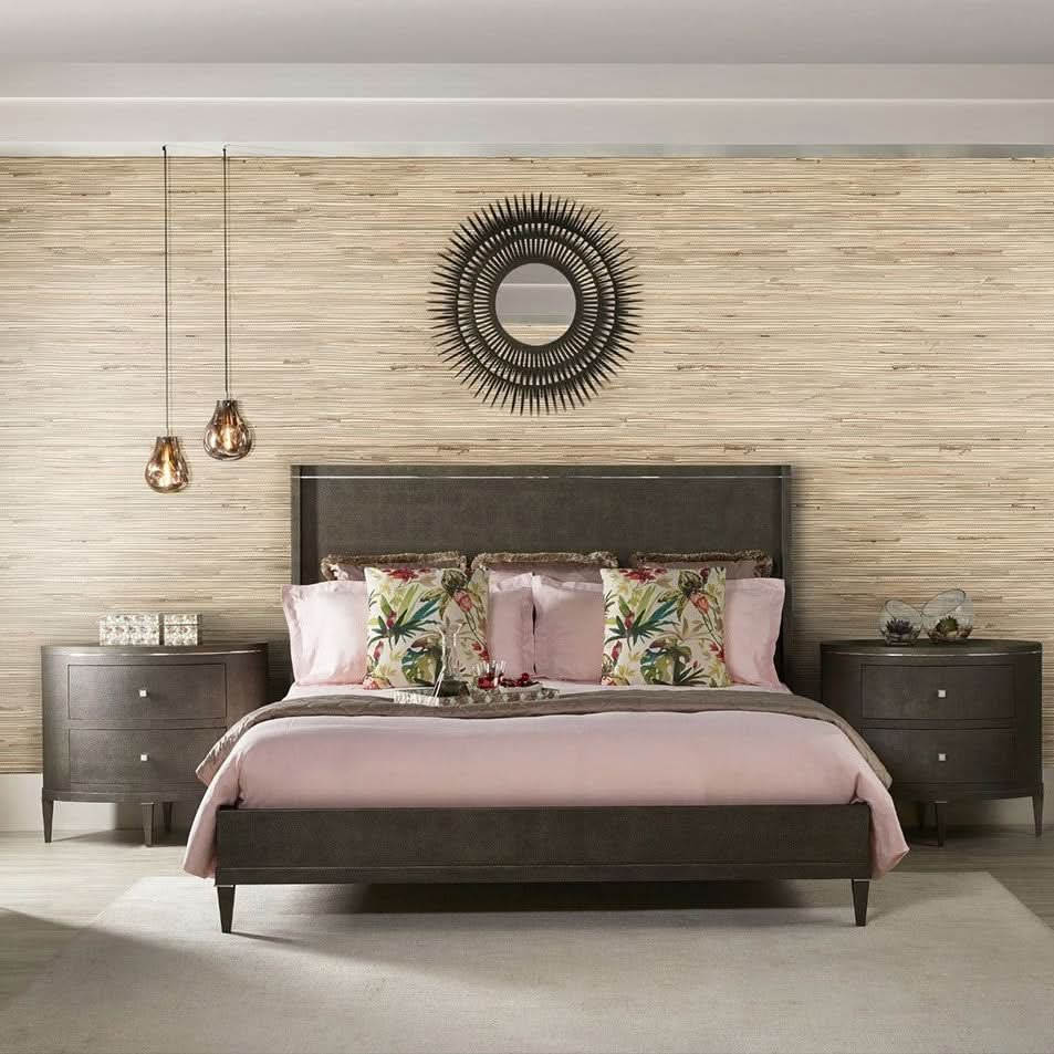 Theodore Alexander Eli Bedside Chest in Overcast Finish   Nicholas John Interiors