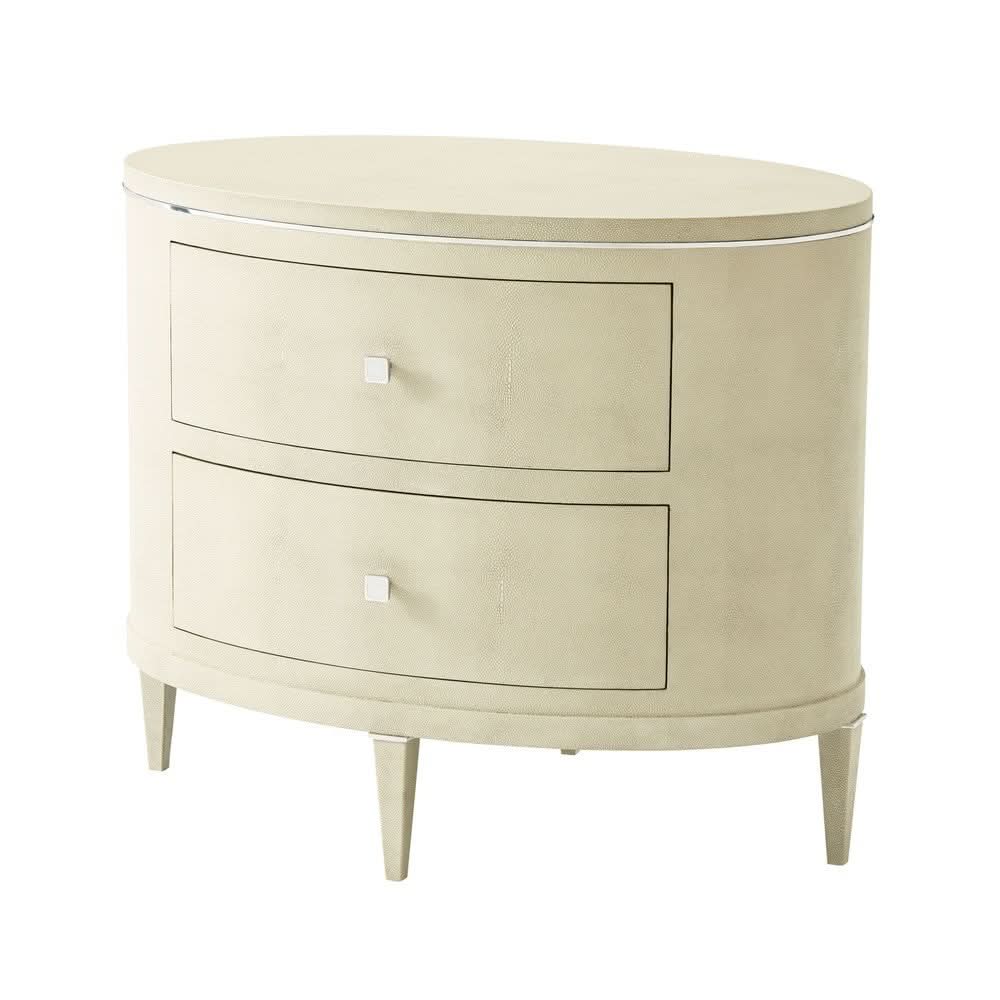 Theodore Alexander Eli Bedside Chest in Overcast Finish   Nicholas John Interiors