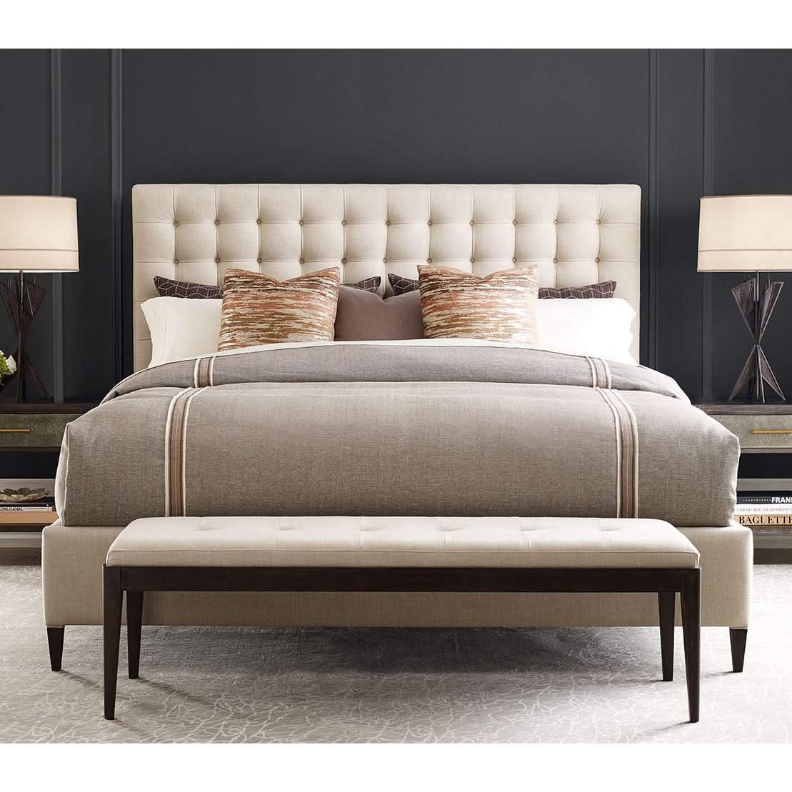 Theodore Alexander Hampton Super King Bed Frame in Kendal Linen   Nicholas John Interiors